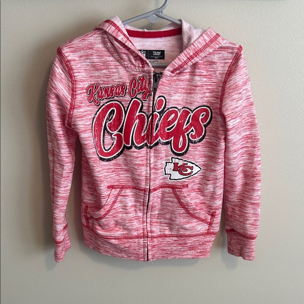 Kansas City Chiefs NFL Girls Thin Full Zip Hoodie. Size 4-5